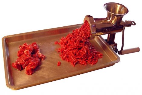 Traditional hand crank meat grinder